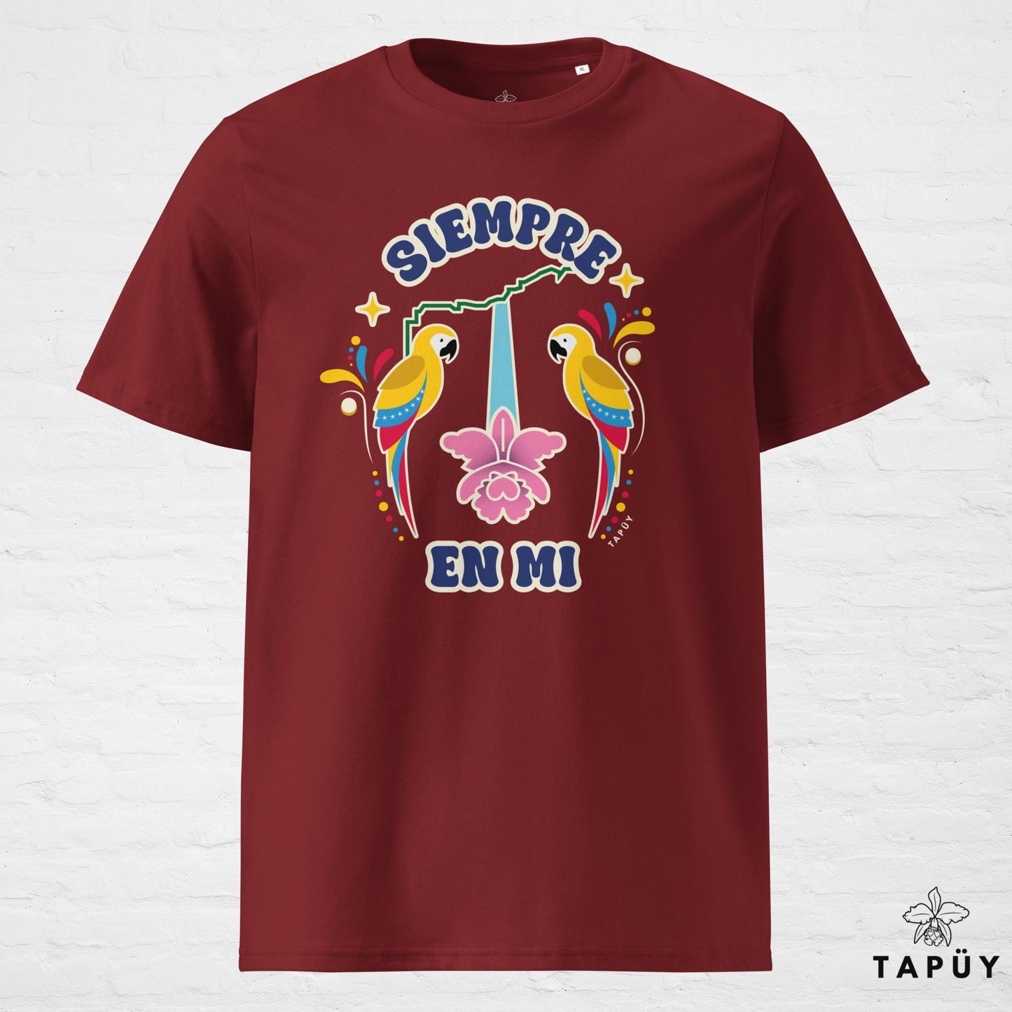 T-Shirt Homme Venezuela Siempre en Mi Bordeaux / S de la marque Tapüy