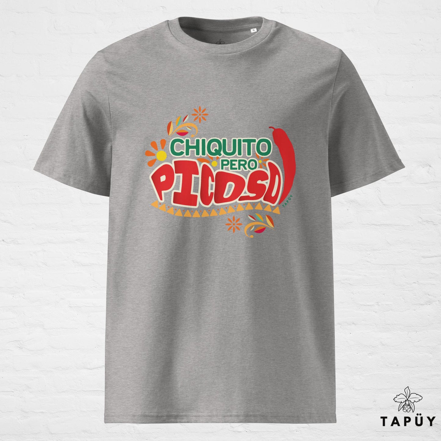 T-Shirt Homme Chiquito Pero Picoso - Mexico gris chiné de la marque Tapüy